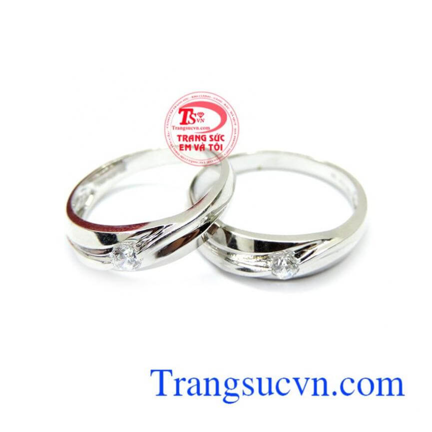 Nhẫn cưới vàng trắng yêu thương