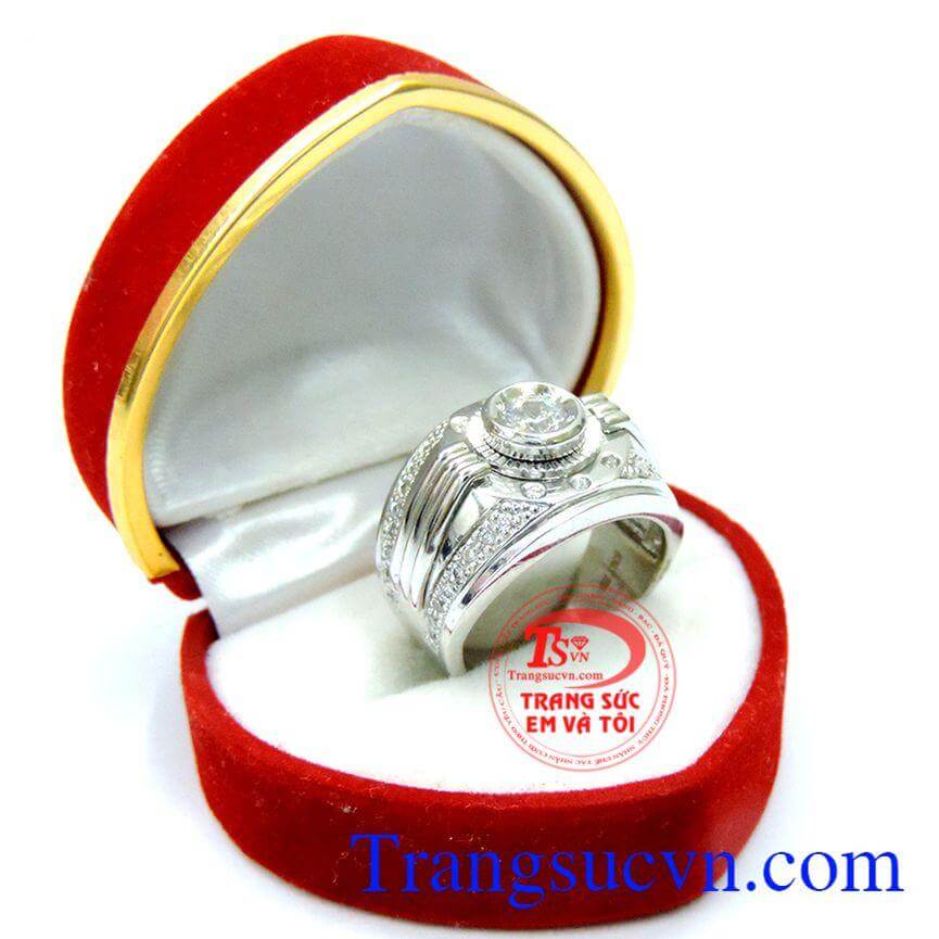 Nhẫn nam vàng trắng giàu sang 