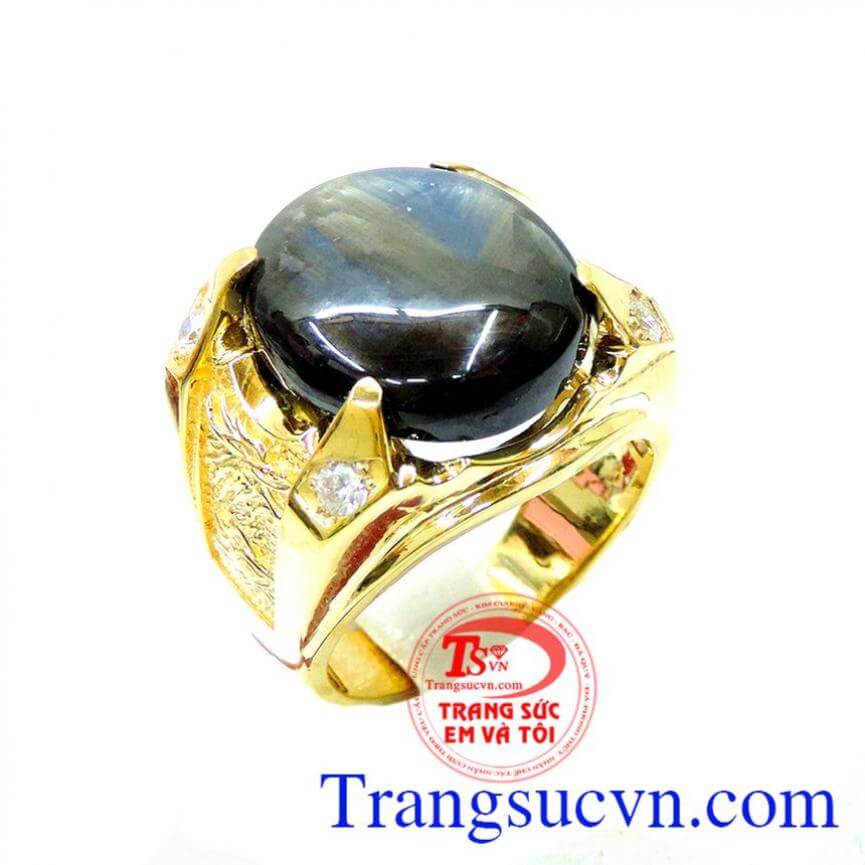 Nhẫn nam saphire đeo mạnh mẽ