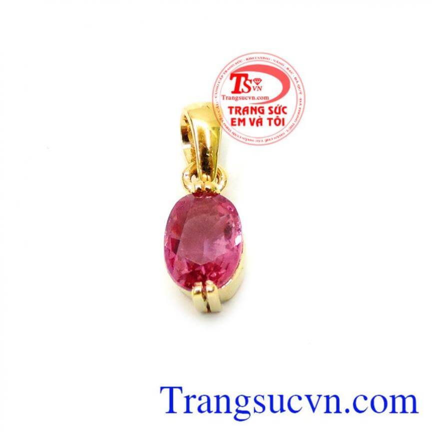 Mặt nữ saphire hồng 14k đẹp 