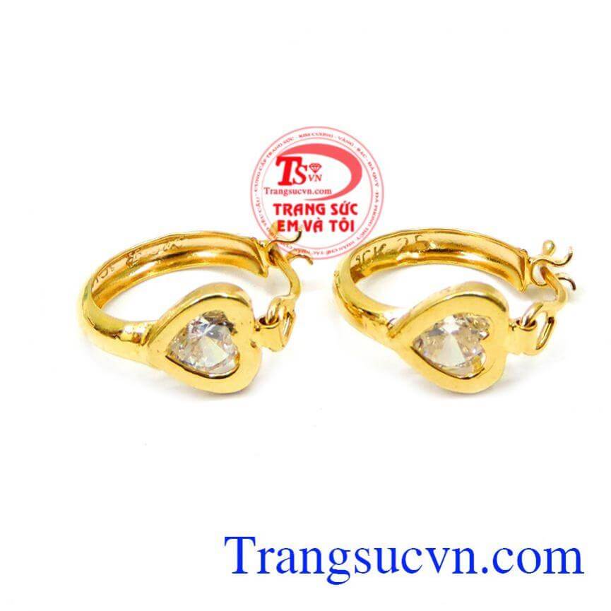 Hoa tai trái tim 10k đính đá