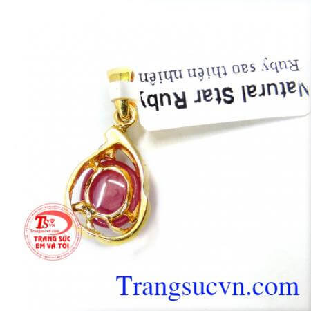Mặt tỳ hưu ruby bọc vàng quý phái tinh tế, đeo hợp phong thủy