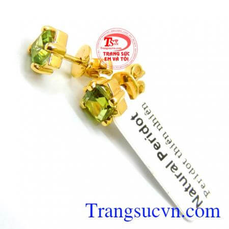 Bông tai peridot thiên nhiên, Hoa tai peridot nữ trẻ trung đẹp