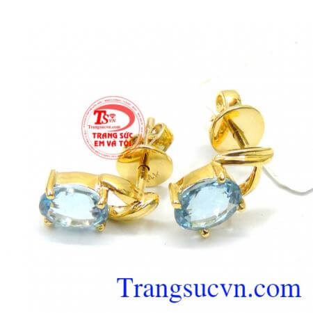 Hoa tai topaz thiên nhiên đẹp hoa tai vàng tây 14k đẹp, sáng,