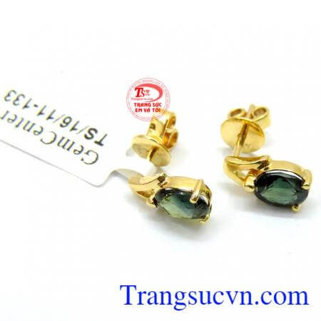 Hoa tai saphire nữ ngọt ngào đẹp thiết kế đẹp gắn đá thiên nhiên đẹp