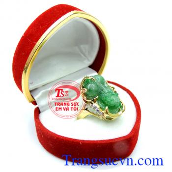 Nhẫn tỳ hưu jadeite hạnh phúc