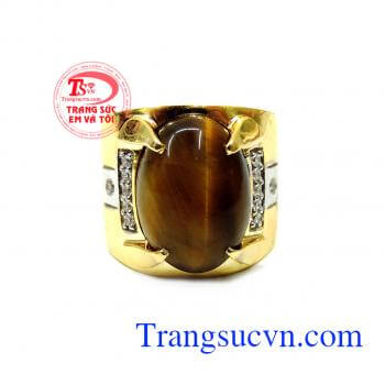 Nhẫn nam đá mắt hổ mạnh mẽ đẹp phái mạnh thiết kế sang trọng đeo hợp thời trang hợp mệnh mang lại nhiều may măn trong công việc