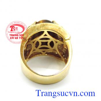 Nhẫn nam vàng đá mắt hổ