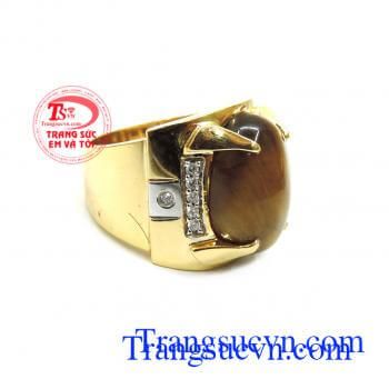 Nhẫn nam đá mắt hổ mạnh mẽ đẹp