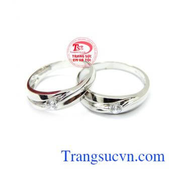 Nhẫn cưới vàng trắng yêu thương nhận làm nhẫn cưới