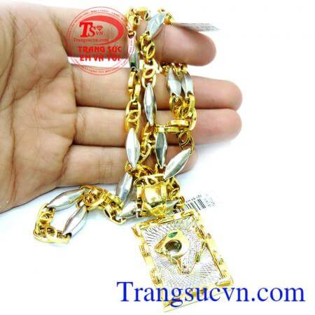 thiết kế tinh tế sang trọng mang lại vẻ đẹp quý phái đeo hợp thời trang , Bộ trang sức mặt báo nam tính
