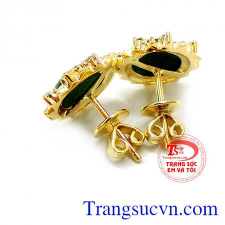 Hoa tai nữ trẻ trung jadeite 14k