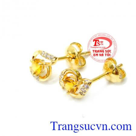 Hoa tai thời trang nữ đá saphire