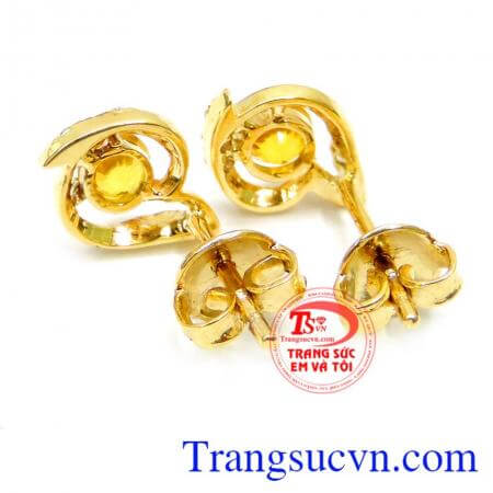 Hoa tai thời trang nữ đá saphire