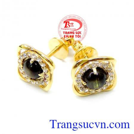 Hoa tai 14k cho phái đẹp đá saphire, Người phụ nữ sẽ trở nên đẹp hoàn hảo và nổi bật trong đám đông khi mang sản phẩm bông tai cực kỳ sang trọng này