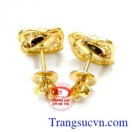 Hoa tai 14k cho phái đẹp đá saphire