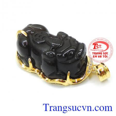 Mặt tỳ hưu opsidian phát tài 14k