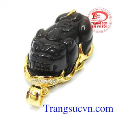 Mặt tỳ hưu opsidian phát tài 14k