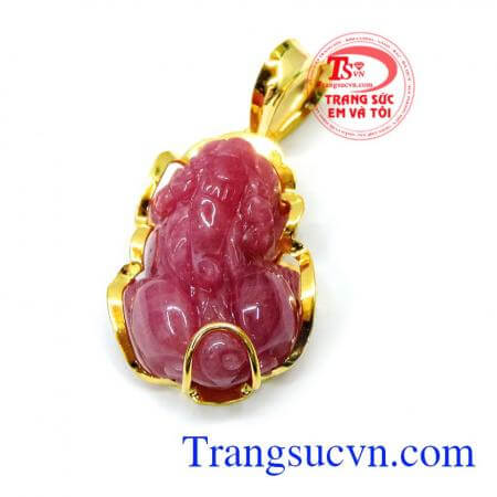 Tỳ hưu ruby mông to may mắn 14k đeo trang sức