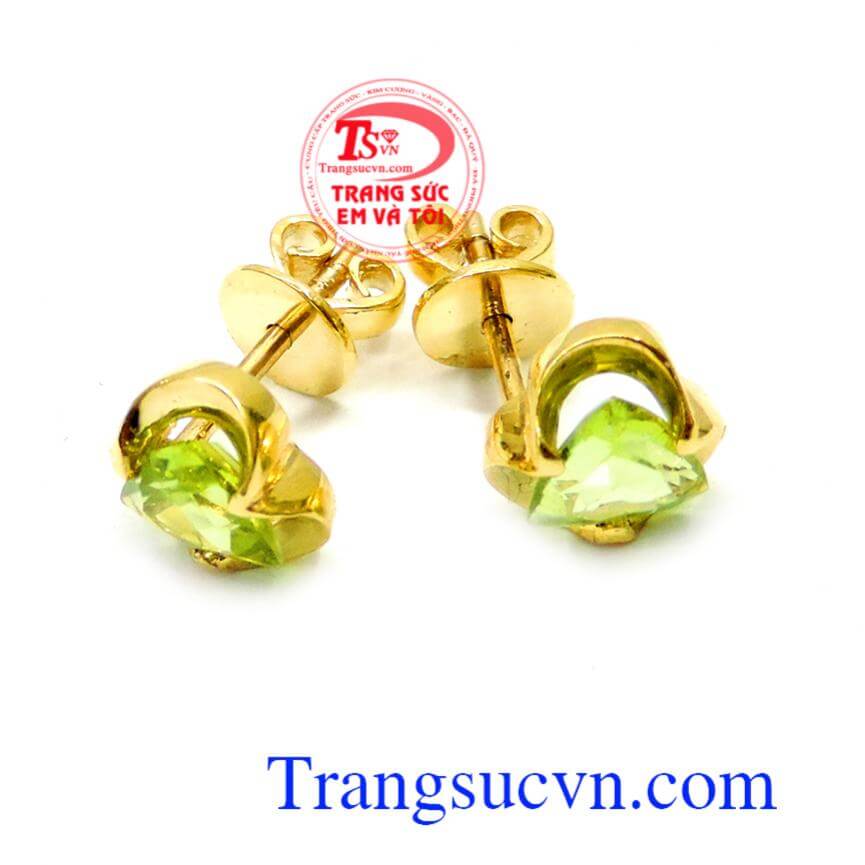 Hoa tai peridot 14k đeo trẻ đẹp