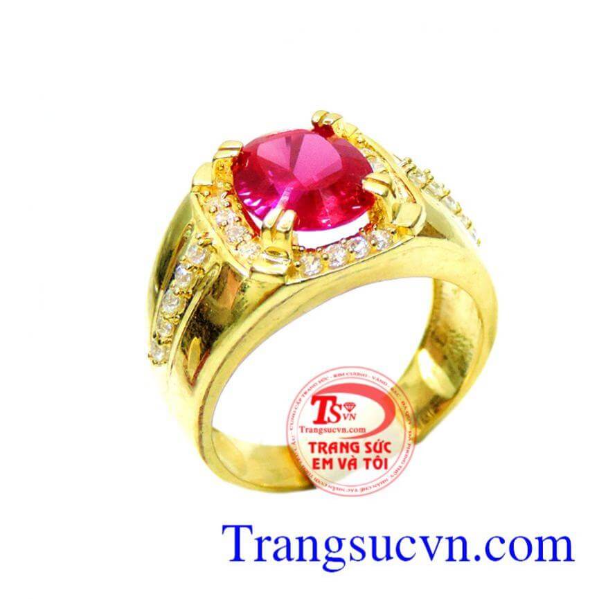 Nhẫn nam đá đỏ mạnh mẽ 