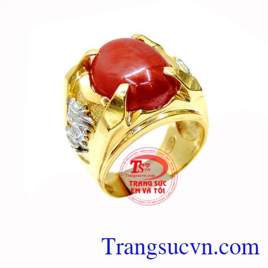 Nhẫn nam đá đỏ quý phái 