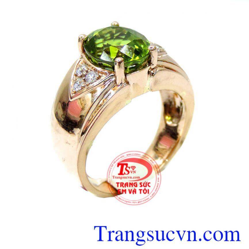 Nhẫn peridot nam 14k phú quý