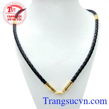 dây cao su bọc vàng 10k chuẩn chất lượng, bảo hành 6 tháng, dây chuyền nam phong cách, giao hàng toàn quốc. Dây da bọc vàng 10k nam tính