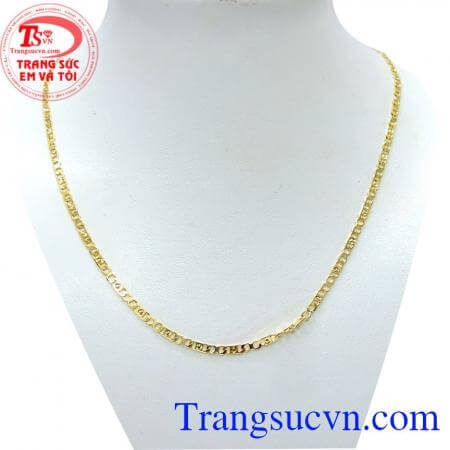 Dây chuyền nữ tính 10k đẹp đeo sang trọng quý phái được thiết kế dây đôi đầy ý nghĩa với biểu tượng các đốt dây nhỏ nối tiếp nhau
