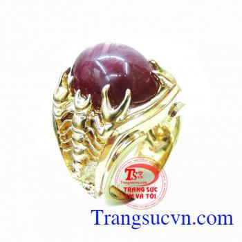 Nhẫn nam đá ruby hình bọ cạp