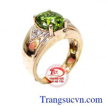 Nhẫn peridot nam 14k phú quý