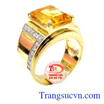 Nhẫn nam citrine 14k mệnh thổ