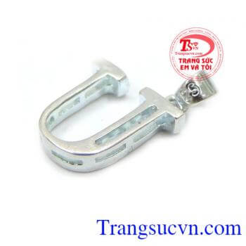Mặt Bạc nữ chữ U đẹp , Mặt chữ U được thiết kế tinh xảo sáng bóng bền đẹp, cá tính , làm từ bạc 925 %