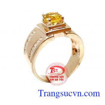 Nhẫn nam Citrine 14k vàng hồng