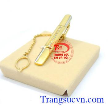 Kẹp caravat có sợi dây kèm theo. Kẹp Caravat vàng quà tặng