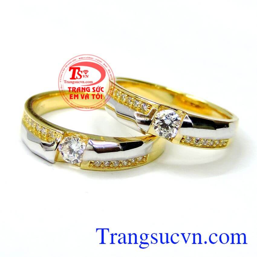 Nhẫn cưới chất lượng đảm bảo, nhẫn cưới kim cương, nhẫn cưới vàng hai màu, chất lượng đảm bảo