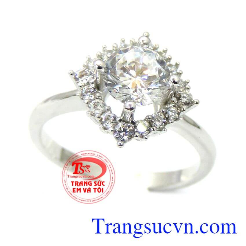 Nhẫn nữ vàng trắng 18k 750 màu sắc bền đẹp,sáng. 