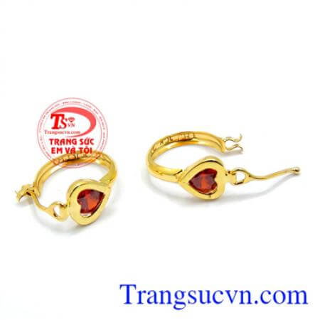 Hoa tai trái tim 10k đính đá