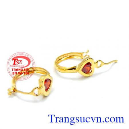 Hoa tai trái tim 10k đính đá