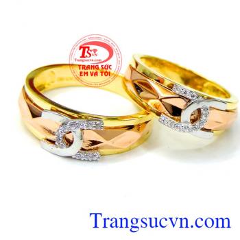 Nhẫn cưới 18k Chanel hàng hiệu, Nhẫn cưới đẹp vàng 18k