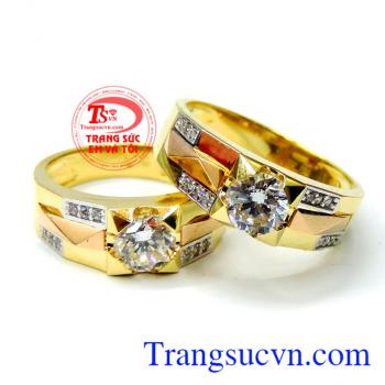 Đôi Nhẫn cưới kim cương 18k