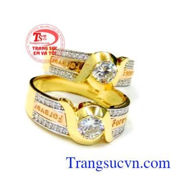 Nhẫn cưới vàng tây 18k 75%Au, Bảo hành 1 năm