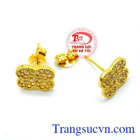Khuyên tai bông hoa, hoa tai vàng bảo hành 6 tháng,giao toàn quốc, thanh toán an toàn.