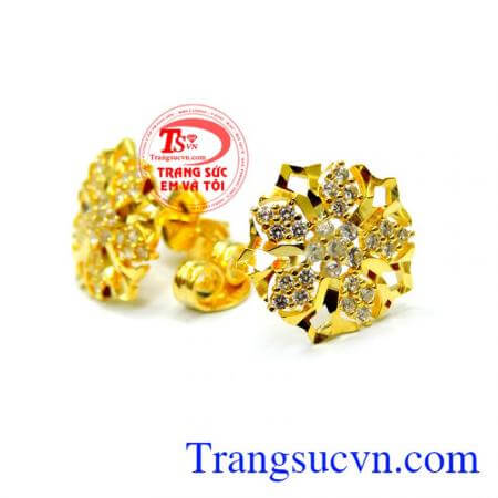 Bông tai ngũ sắc vàng