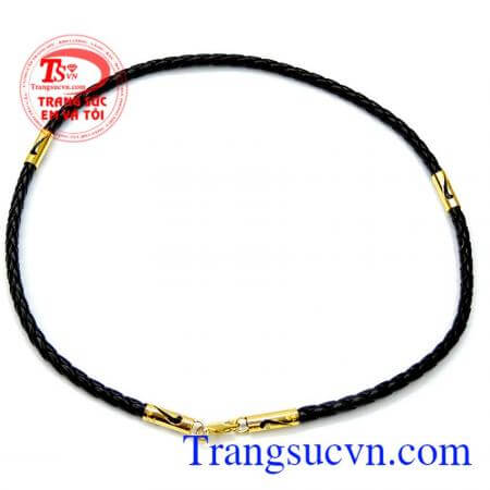 Dây da đốt Nike,dây da bọc 4 đốt vàng tây cho đục Logo Nike, phù hợp đeo cùng mặt phật di lặc