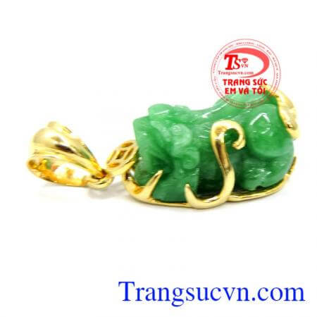 tỳ hưu là biểu tượng của thu tích của cải, tỳ hưu phù hợp đeo cổ, cùng dây chuyền vàng, giao toàn quốc, Mặt dây tỳ hưu ngọc xanh