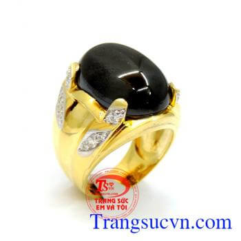 Nhẫn vàng nam đá đen