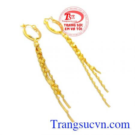 Hoa tai tua vàng chất lượng hoa tai đảm bảo, giao hoa tai tua vàng sáng lấp lánh.