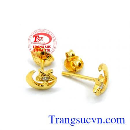 Hoa tai trăng sao vàng 10k bảo hành 6 tháng.