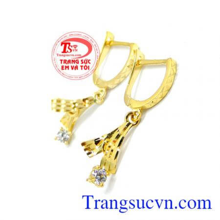 Hoa tai vệt sáng vàng 10k